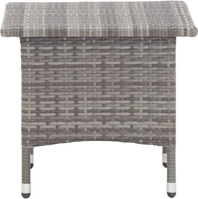 Alt view image 2 of 9 - vidaXL Tea Table Gray 19.7"x19.7"x18.5" Poly Rattan