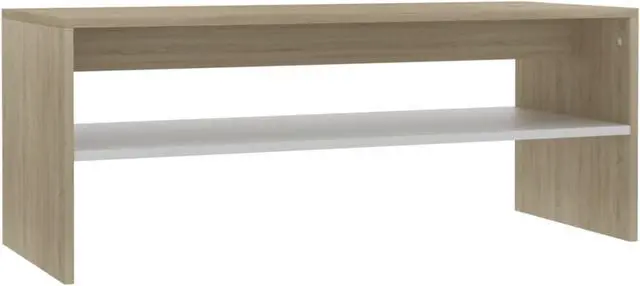 Alt view image 8 of 10 - vidaXL Coffee Table End Table with Storage White and Sonoma Oak Engineered Wood