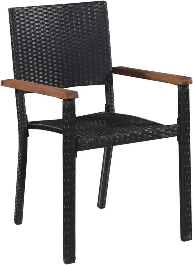 Alt view image 2 of 12 - vidaXL Outdoor Chairs 2 pcs Poly Rattan Black