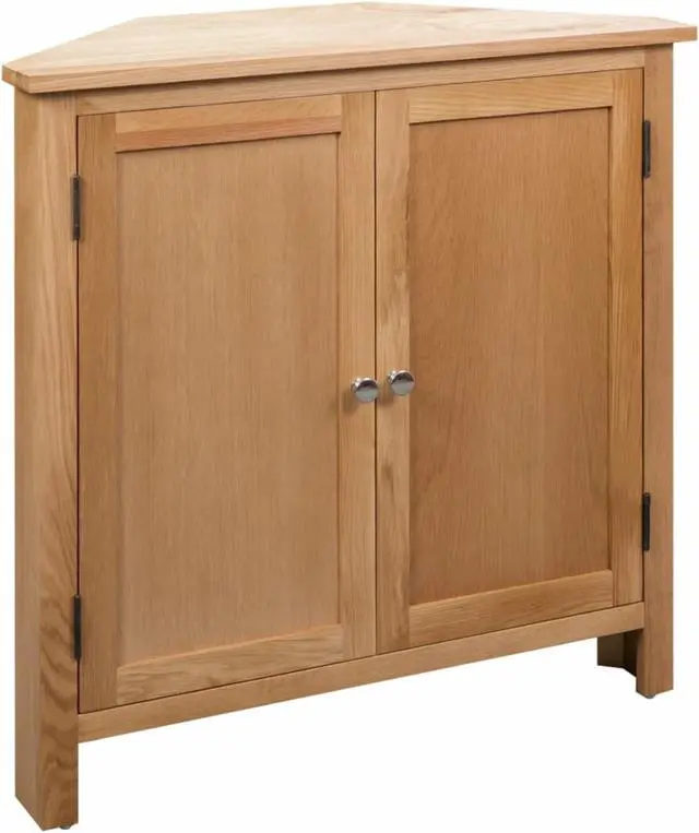 Alt view image 6 of 17 - vidaXL Solid Oak Wood Corner Cabinet Space Saving Storage 31.4" Hallway Shelf