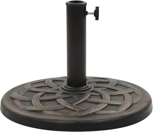 Alt view image 3 of 14 - vidaXL Parasol Base Round Polyresin 24.3 lbs Bronze