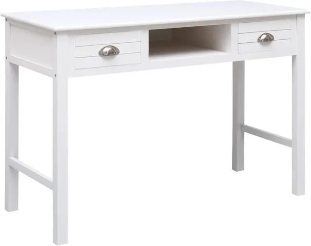 Alt view image 8 of 10 - vidaXL Writing Desk Computer Desk Laptop Table Home Workstation White Wood