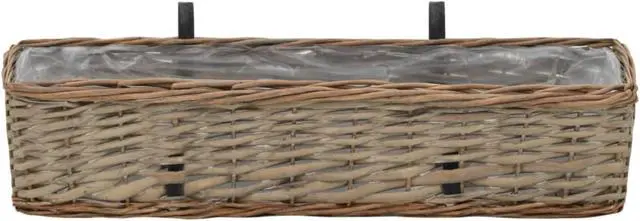 Alt view image 9 of 11 - vidaXL Railing Planters Balcony Planters with PE Lining 2 Pcs Wicker Brown