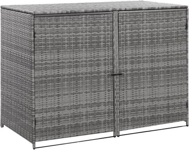 Alt view image 8 of 12 - vidaXL Garbage Can Shed Trash Bin Shed Wheelie Storage Anthracite Poly Rattan