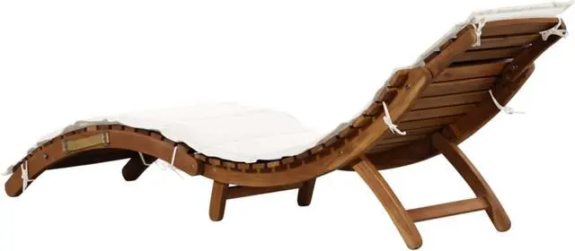 Alt view image 10 of 14 - vidaXL Solid Acacia Wood Sun Lounger with Cushion Cream Garden Sofa Chair Seat