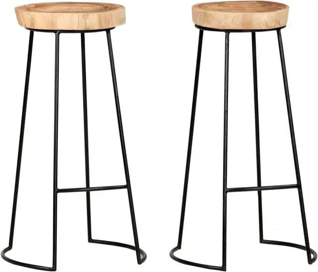 Alt view image 8 of 17 - vidaXL Bar Stools Bar Seats Counter Height Stools 2 Pcs Solid acacia wood