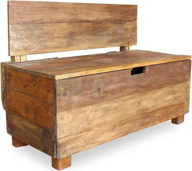 Alt view image 9 of 11 - vidaXL Bench Wooden Bench Entryway Bench with Storage Solid Reclaimed Wood