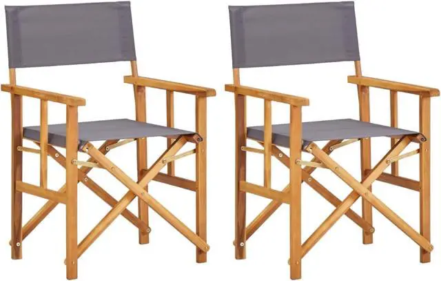 Alt view image 8 of 14 - vidaXL Director's Chair 2 Pcs Camping Chair for Outdoor Garden Solid Wood Acacia