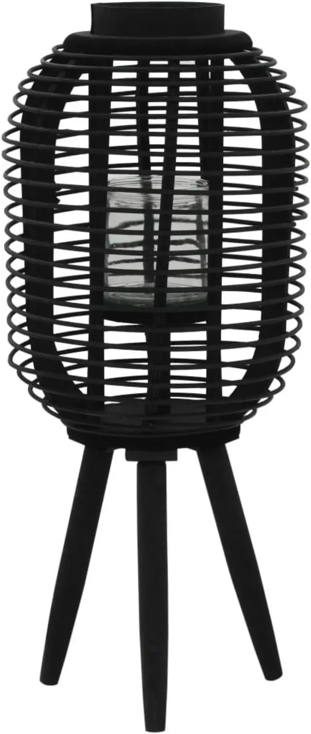Alt view image 5 of 10 - vidaXL Candle Holder Stand with Glass Jar Freestanding Lantern Bamboo Black