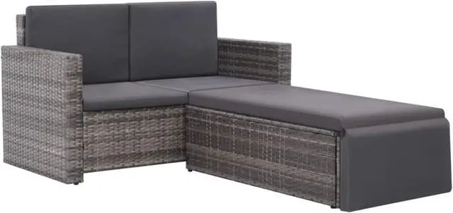 Alt view image 8 of 12 - vidaXL Patio Furniture Set 2 Piece Loveseat Outdoor Sofa Poly Rattan Gray