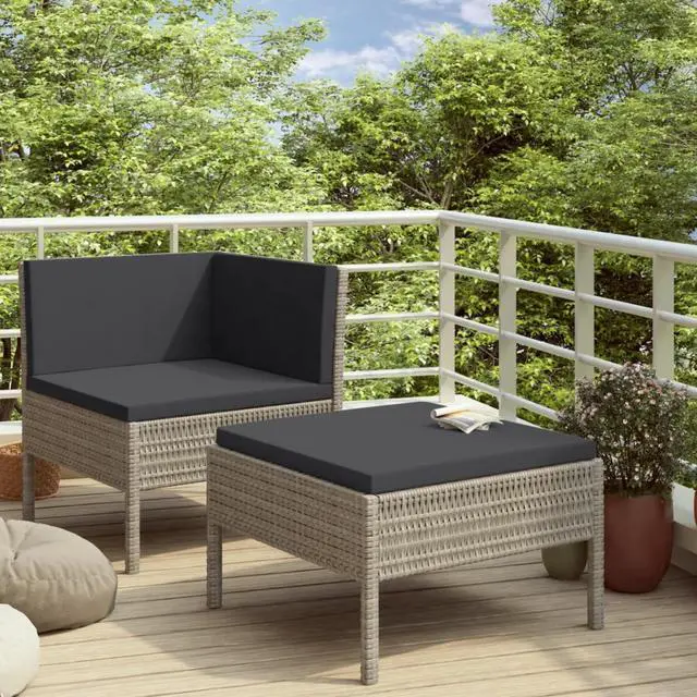 Main image of vidaXL 2 Piece Garden Lounge Set with Cushions Poly Rattan Gray