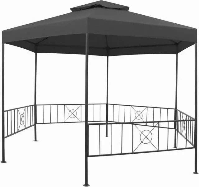 Alt view image 9 of 14 - vidaXL Gazebo Canopy Tent Patio Pavilion Wedding Party Tent for Beach Anthracite