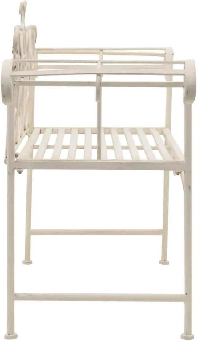 Alt view image 10 of 17 - vidaXL Patio Bench Metal Scrolling Garden Bench Chair Metal Antique White