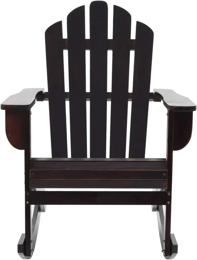 Alt view image 5 of 15 - vidaXL Adirondack Rocking Chair Porch Rocker Outdoor Patio Chair Wood Brown