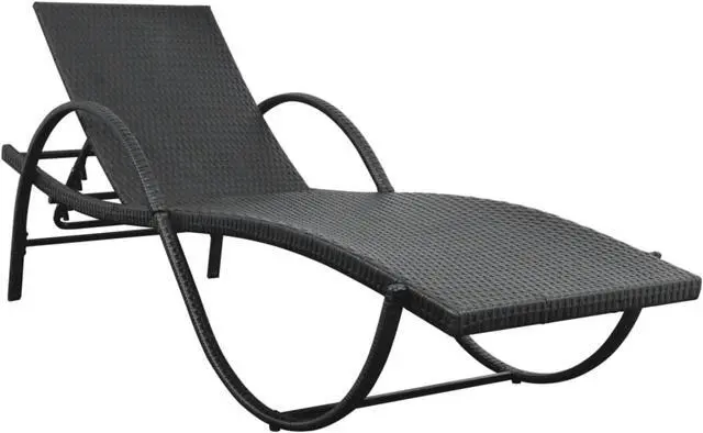 Alt view image 9 of 14 - vidaXL Patio Lounge Chair Outdoor Chaise Lounge with Cushion Poly Rattan Black