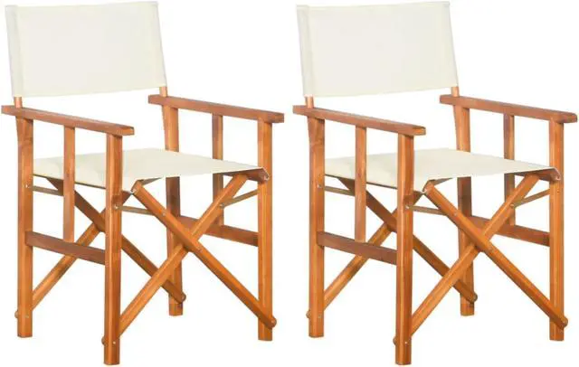 Alt view image 8 of 14 - vidaXL Director's Chair 2 Pcs Camping Chair for Outdoor Garden Solid Wood Acacia