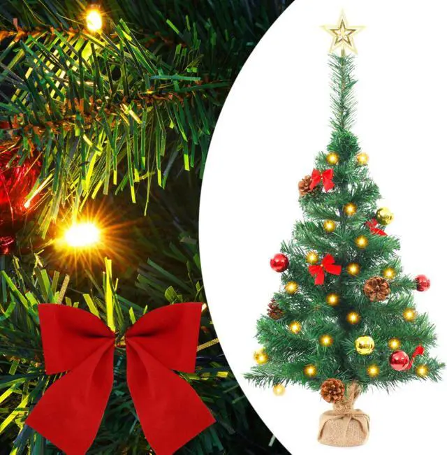 Alt view image 7 of 13 - vidaXL Artificial Pre-lit Christmas Tree with Baubles Xmas Tree Decoration Green