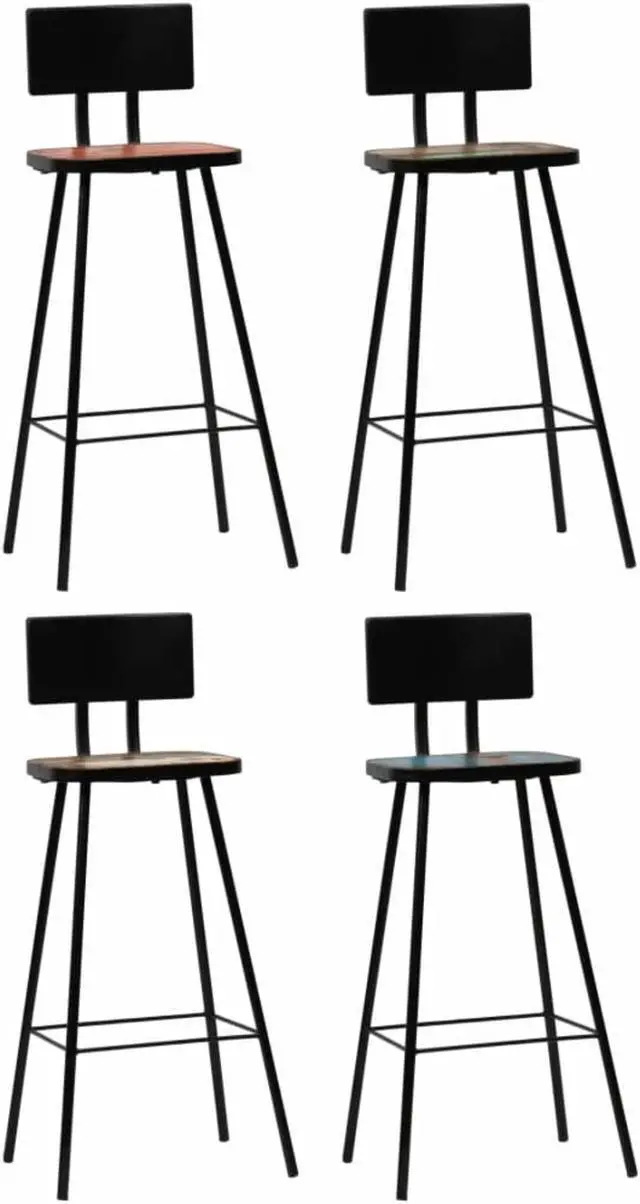 Alt view image 8 of 14 - vidaXL Bar Stools Counter Height Stool Island Stool 4 Pcs Solid Reclaimed Wood