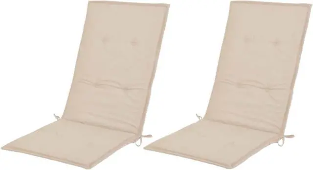 Alt view image 6 of 11 - vidaXL Chair Cushion 2 Pcs Outdoor Garden High Back Chair Cushion Cream Fabric