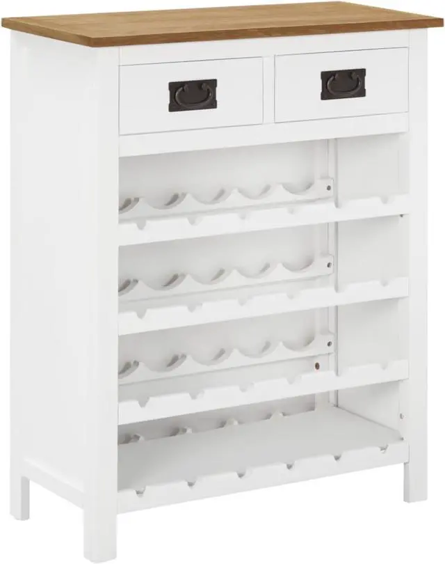 Alt view image 8 of 13 - vidaXL Wine Cabinet Bottle Holder 2 Drawers Floor Wine Cabinet Solid Oak Wood