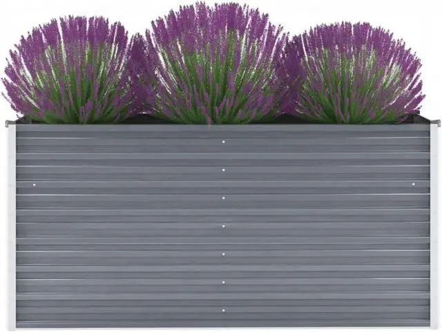 Alt view image 15 of 16 - vidaXL Raised Garden Bed Flower Bed Galvanized Steel Outdoor Planter Gray