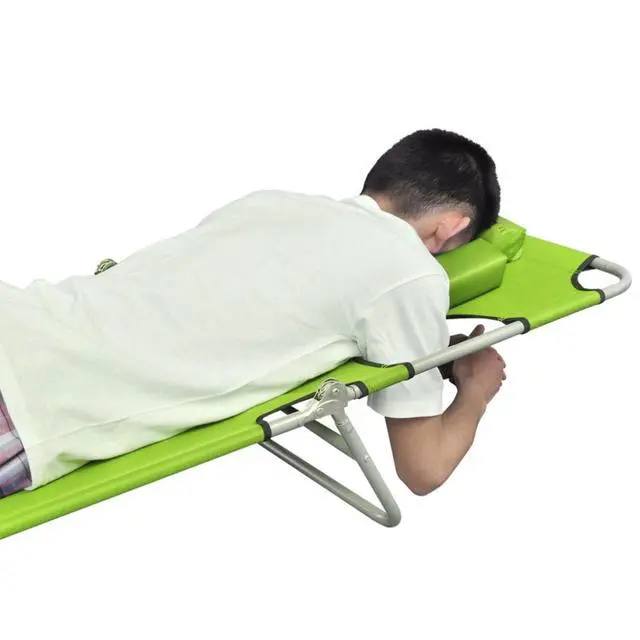 Alt view image 6 of 10 - vidaXL Reclining Sunlounger Green Patio Beach Camp Folding Chair Daybed Sunbed