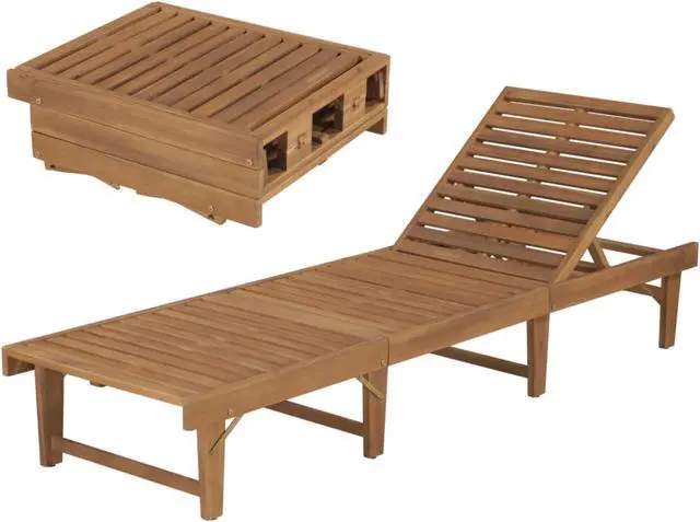 Alt view image 8 of 11 - vidaXL Patio Lounge Chair Outdoor Sunbed Folding Sunlounger Solid Acacia Wood