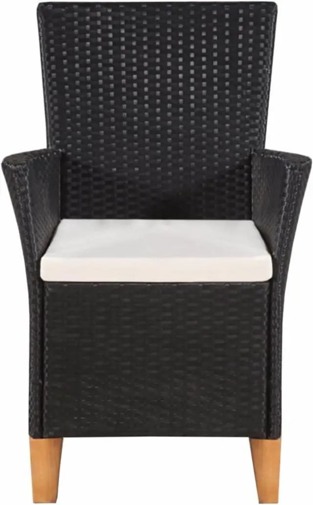 Alt view image 9 of 14 - vidaXL Patio Chairs 2 Pcs Dining Single Chair with Cushions Poly Rattan Black