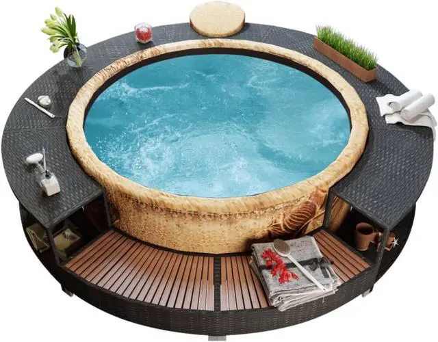 Main image of vidaXL Spa Surround Poly Rattan Black
