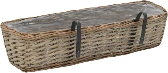 Alt view image 10 of 11 - vidaXL Railing Planters Balcony Planters with PE Lining 2 Pcs Wicker Brown