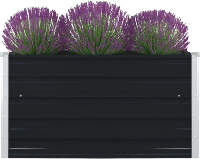 Alt view image 7 of 11 - vidaXL Raised Garden Bed Patio Raised Flower Bed Galvanized Steel Anthracite