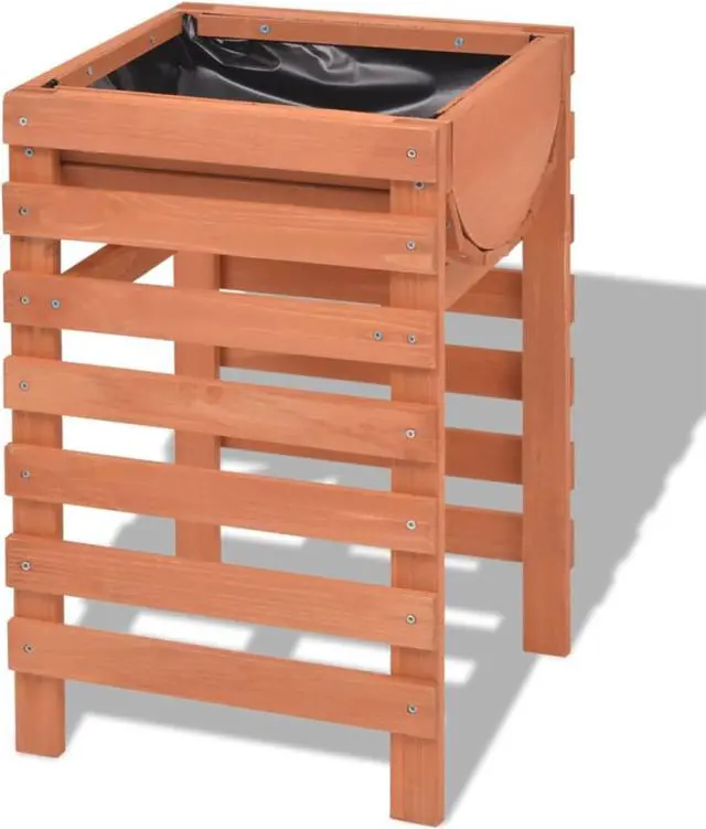 Alt view image 7 of 11 - vidaXL Planter Raised Flower Bed with Lining Patio Plant Box Solid Fir Wood