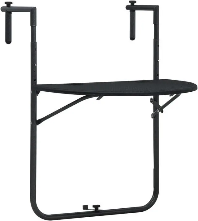 Alt view image 8 of 11 - vidaXL Balcony Table Folding Outdoor Table Patio Railing Table Plastic Black