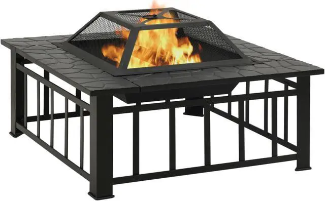 Alt view image 9 of 13 - vidaXL Fire Pit Outdoor Fireplace for Camping Firebowl with Poker XXL Steel