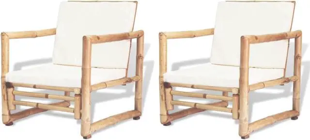 Alt view image 7 of 13 - vidaXL Patio Chairs 2 Pcs Outdoor Patio Dining Chair with Cushions Bamboo