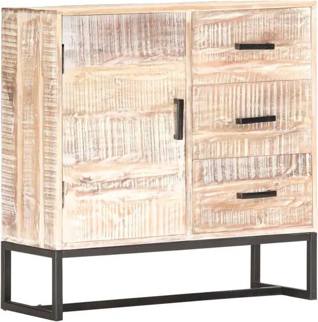 Alt view image 7 of 11 - vidaXL Sideboard Buffet Cabinet Side Table with Drawers White Solid Wood Acacia