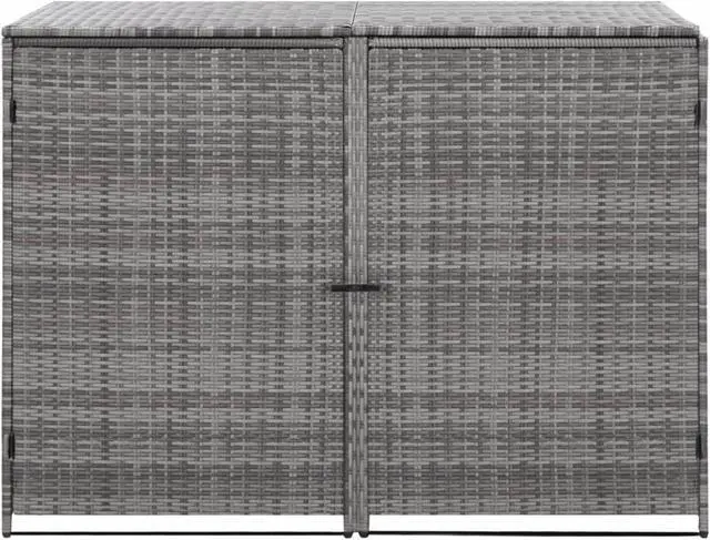 Alt view image 11 of 12 - vidaXL Garbage Can Shed Trash Bin Shed Wheelie Storage Anthracite Poly Rattan