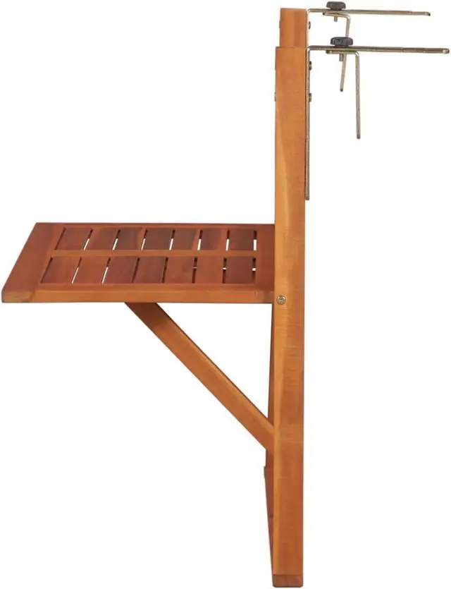 Alt view image 8 of 13 - vidaXL Solid Acacia Wood  Balcony Table Brown Furniture Patio Garden Hanging