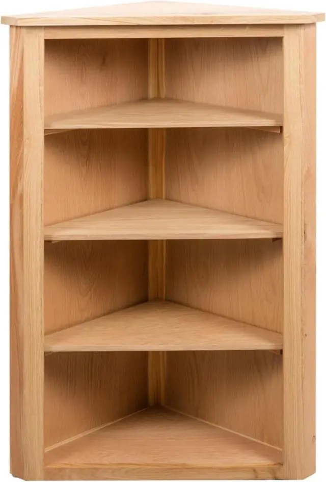 Alt view image 6 of 16 - vidaXL Solid Oak Wood Corner Shelf Space Saving Storage 23.2" Hallway Shelf