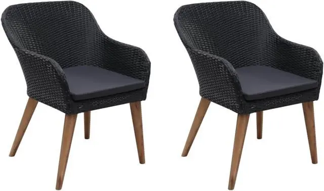 Alt view image 8 of 14 - vidaXL Patio Chairs 2 Pcs Patio Dining Chair with Cushions Poly Rattan Black