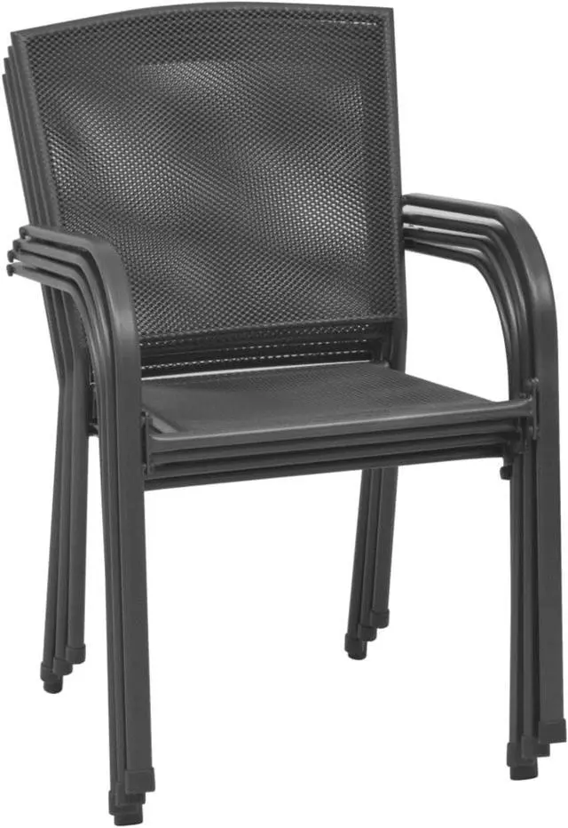 Alt view image 8 of 11 - vidaXL Patio Chairs 4 Pcs Stacking Dining Chair Mesh Design Anthracite Steel