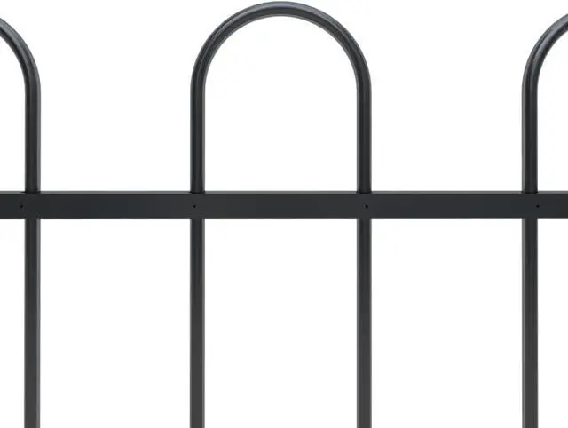 Alt view image 3 of 8 - vidaXL Garden Fence with Hoop Top Steel 11.2ft Black