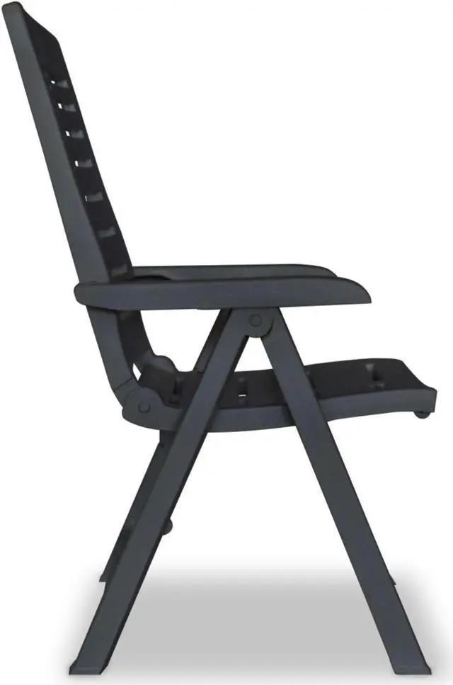 Alt view image 4 of 14 - vidaXL Reclining Garden Chairs 2 pcs Plastic Anthracite