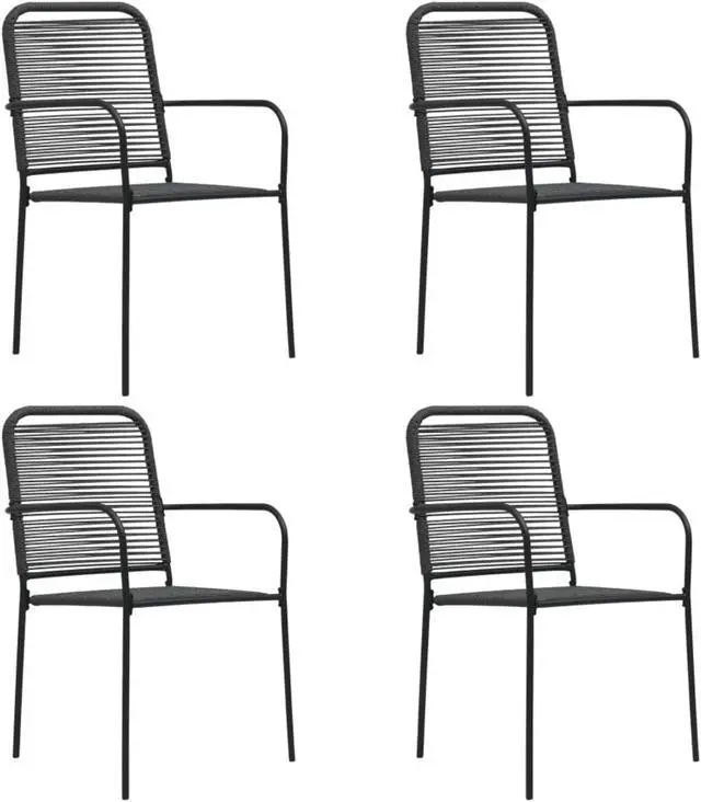 Alt view image 8 of 10 - vidaXL Patio Chairs 4 Pcs Outdoor Patio Chair Cotton Rope and Steel Black