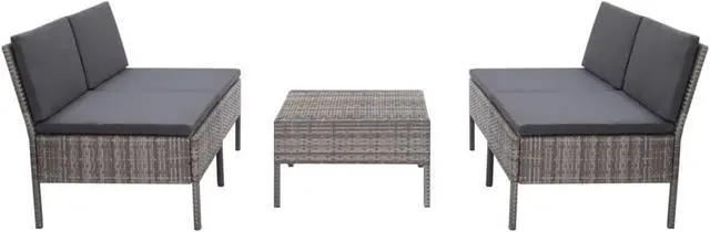 Main image of vidaXL 5 Piece Garden Sofa Set with Cushions Poly Rattan Gray