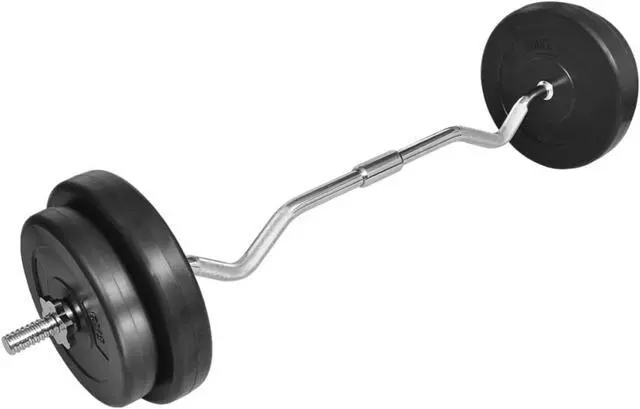 Alt view image 7 of 9 - vidaXL 66.1 lb Curl Bar with Weights