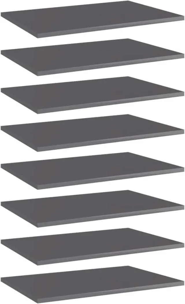 Alt view image 6 of 13 - vidaXL Bookshelf Boards Floating Shelf 8 Pcs High Gloss Gray Engineered Wood