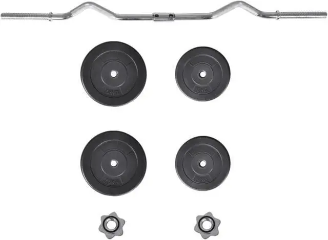 Alt view image 8 of 9 - vidaXL 66.1 lb Curl Bar with Weights