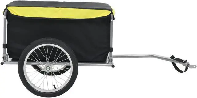 Alt view image 8 of 12 - vidaXL Bike Cargo Trailer Black and Yellow 143.3 Pound Cart Wheel Carrier