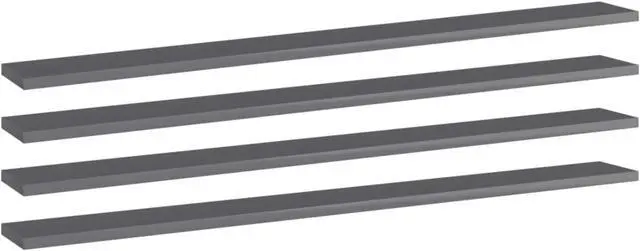Alt view image 6 of 11 - vidaXL Bookshelf Boards Wall Shelving Unit 4 Pcs High Gloss Gray Engineered Wood